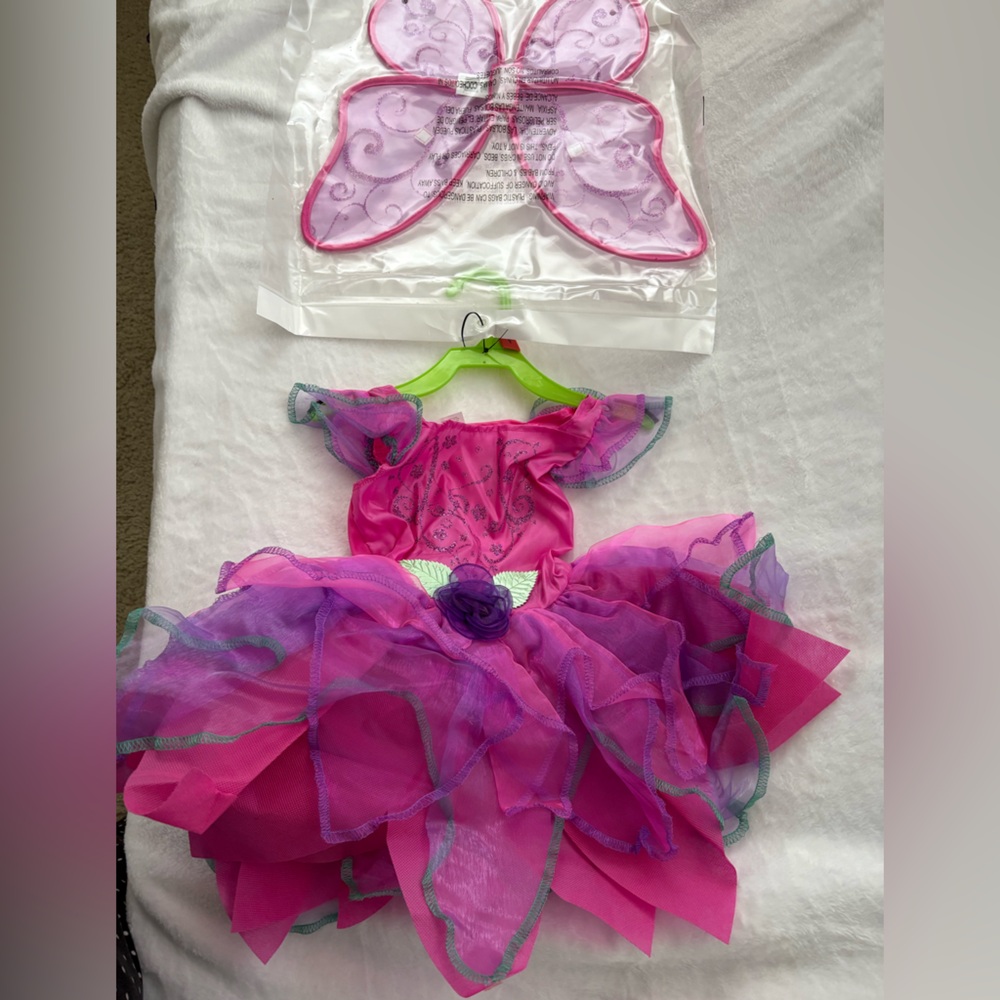 Girl's Fairy Pixie Dress w Wings Sz 2T New - Picture 10 of 13